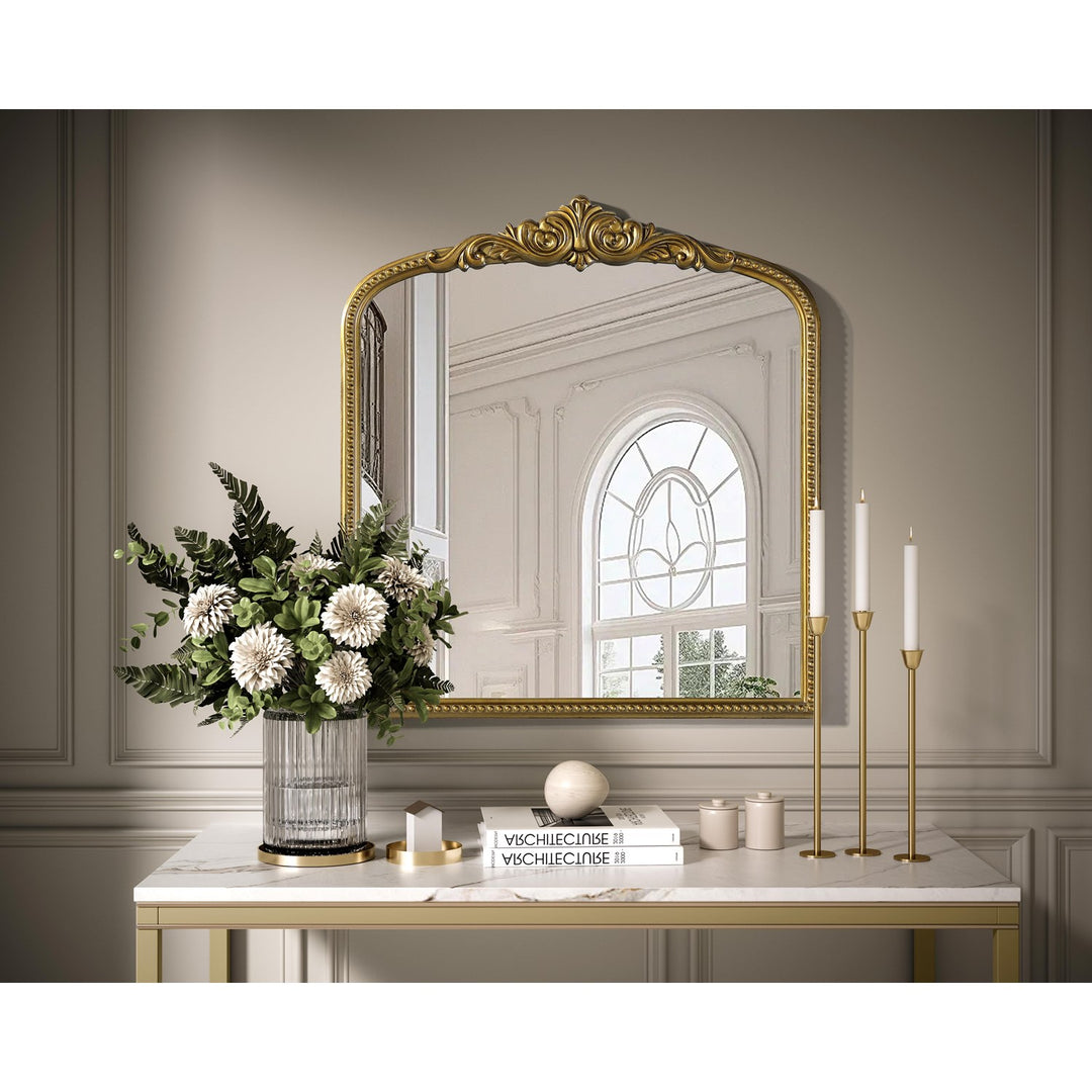 Vintage Resin Mirror 33X36 In Antique Brass