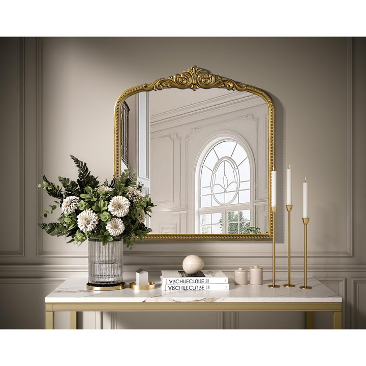 Vintage Resin Mirror 33X36 In Antique Brass