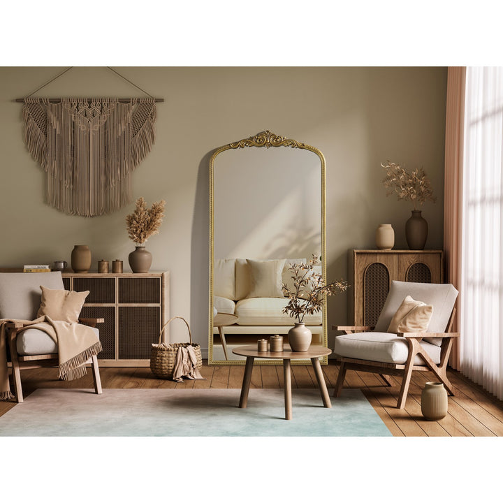 Vintage Resin Mirror 36X72 In Antique Brass
