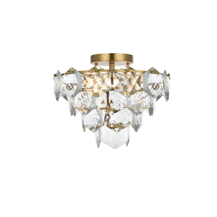 16 Inch Flush Mount In Satin Gold by Elegant Lighting
