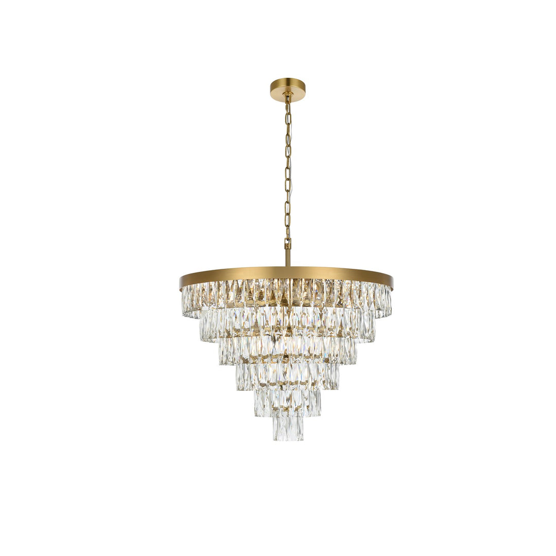 27 Inch Round Chandelier In Satin Gold by Elegant Lighting
