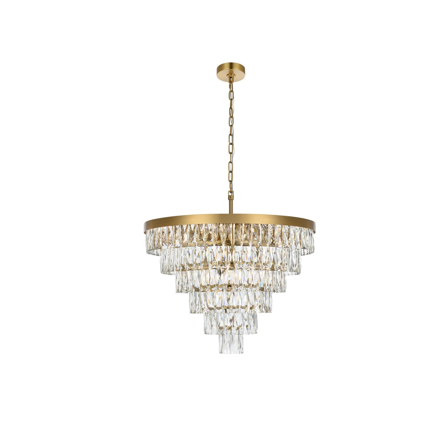 27 Inch Round Chandelier In Satin Gold by Elegant Lighting