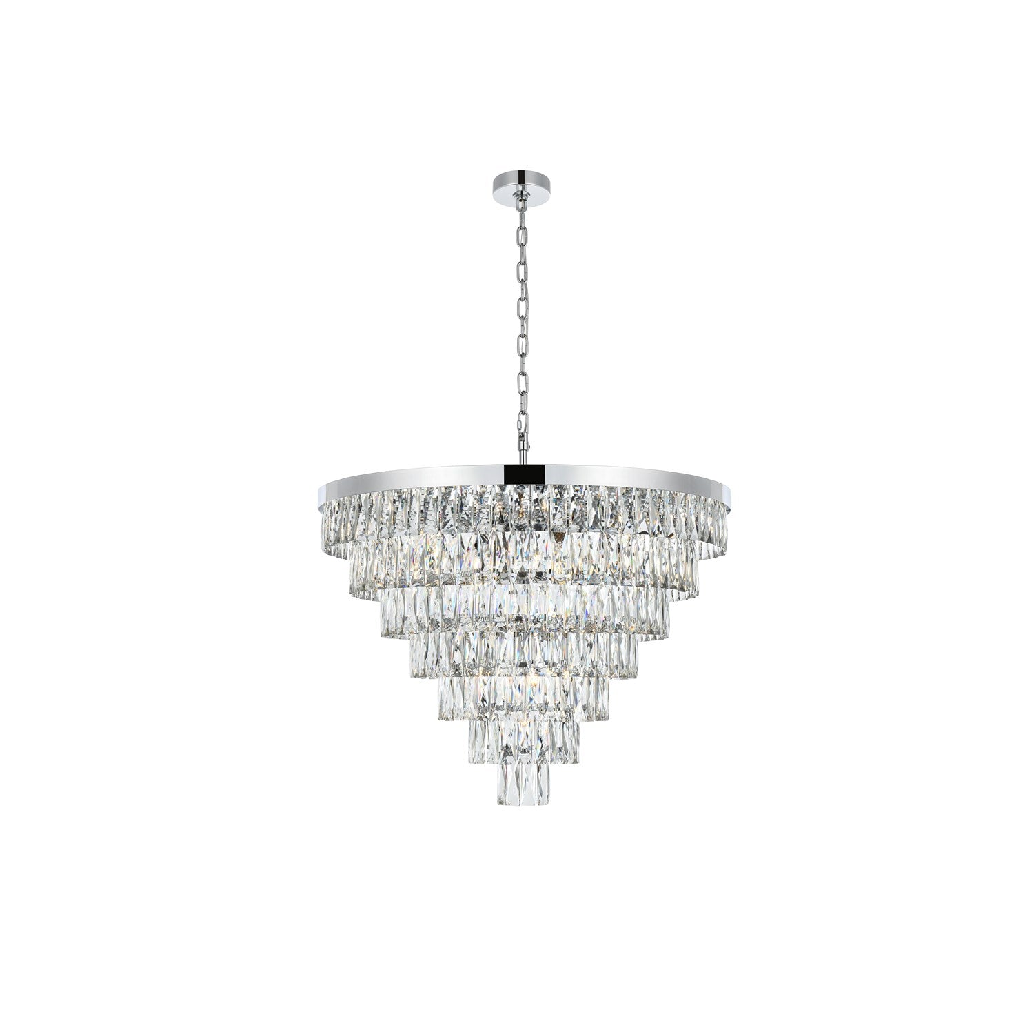 32 Inch Round Chandelier In Chrome by Elegant Lighting