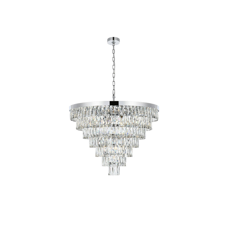 32 Inch Round Chandelier In Chrome by Elegant Lighting
