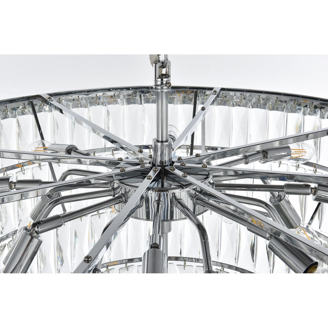 32 Inch Round Chandelier In Chrome