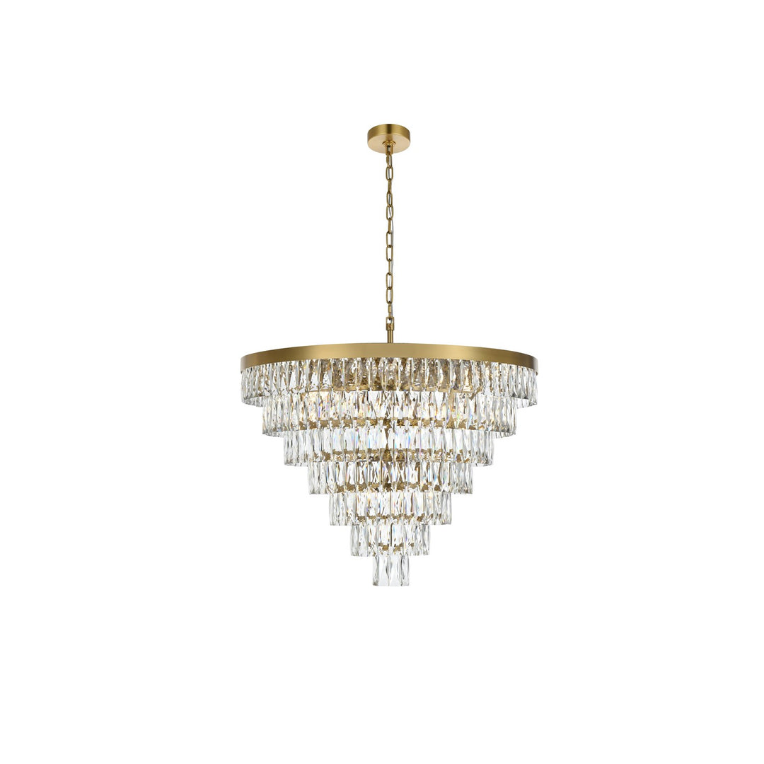 32 Inch Round Chandelier In Satin Gold by Elegant Lighting