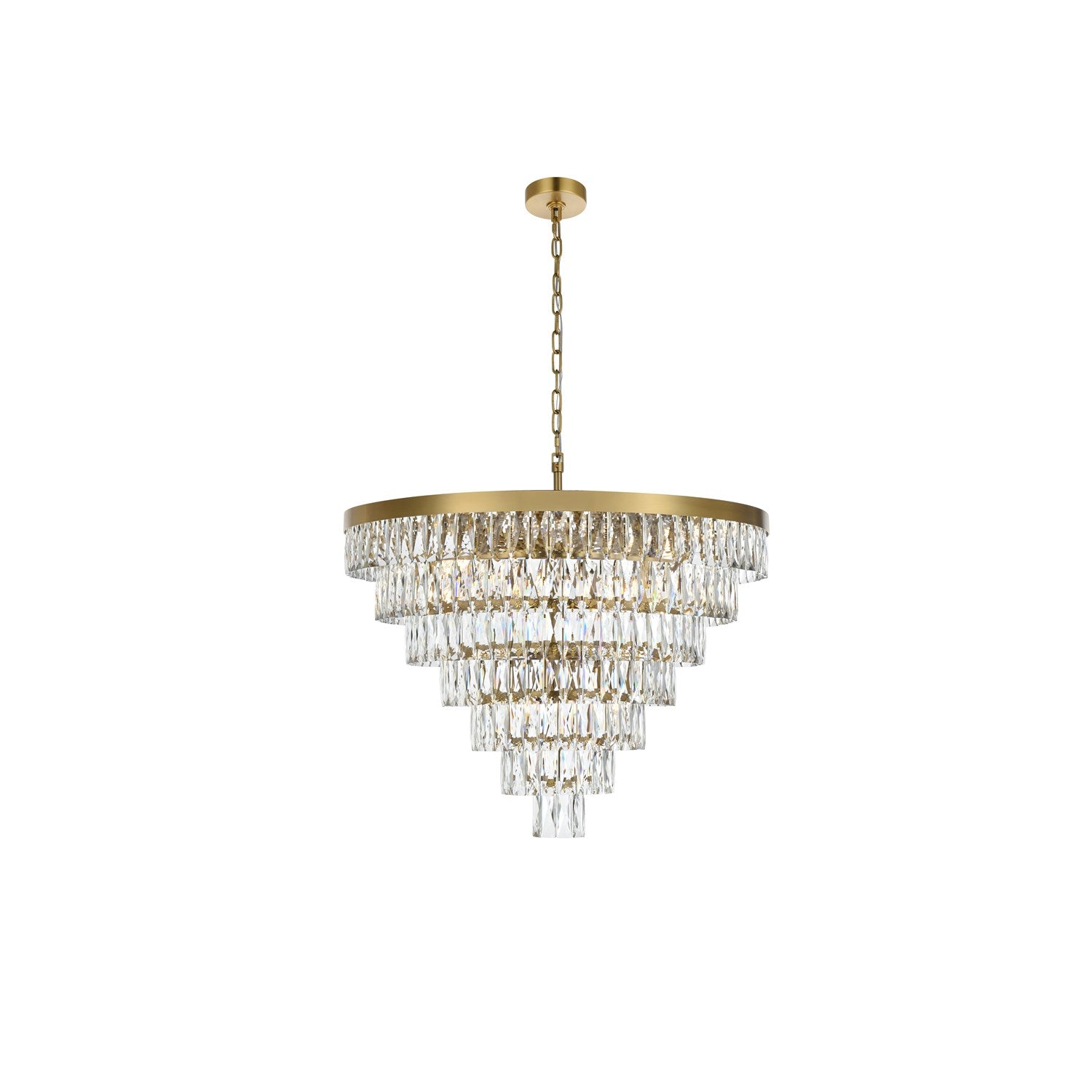 32 Inch Round Chandelier In Satin Gold by Elegant Lighting