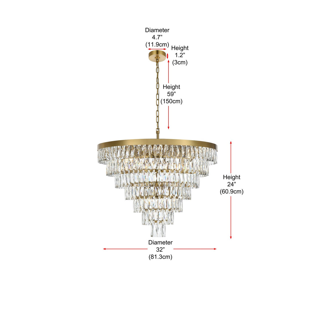32 Inch Round Chandelier In Satin Gold