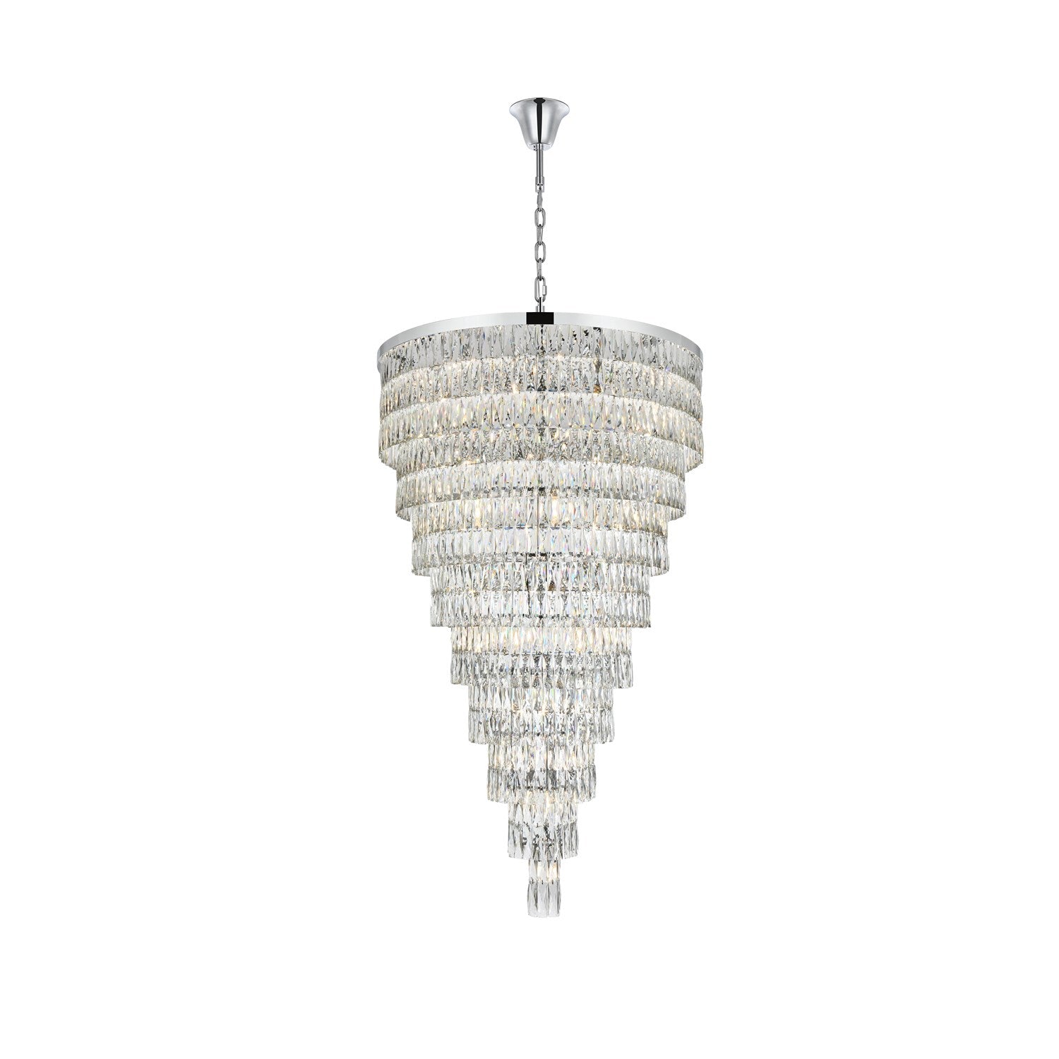 41 Inch Rectangular Chandelier In Chrome by Elegant Lighting