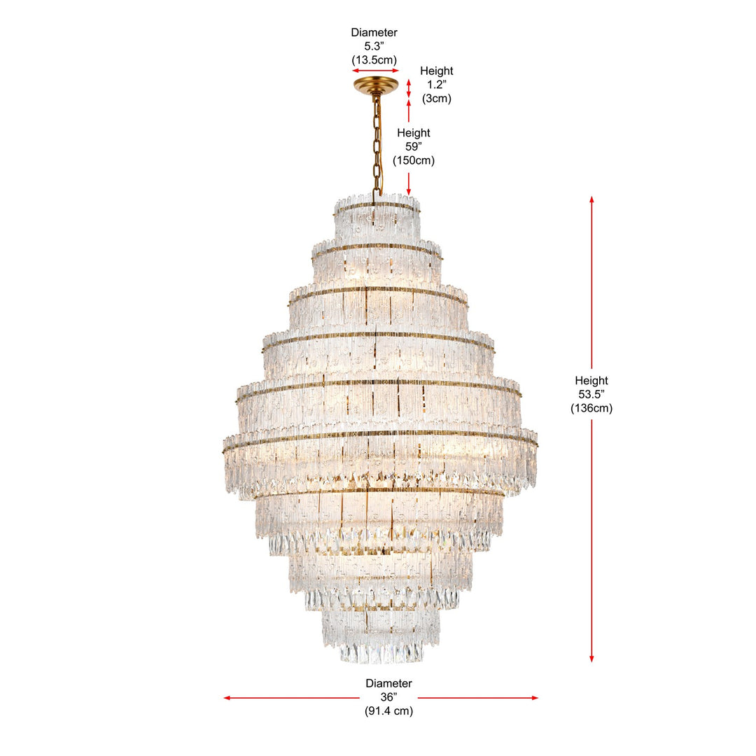 36 Inch Chandelier In Satin Gold