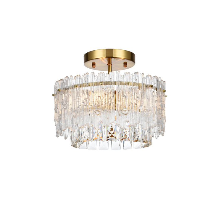12 Inch Flush Mount In Satin Gold by Elegant Lighting
