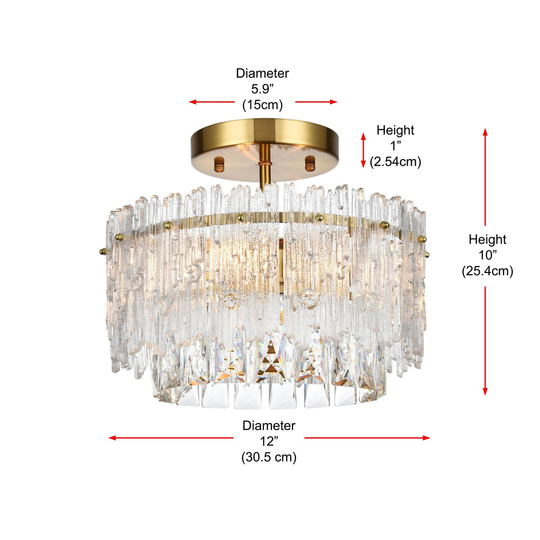 12 Inch Flush Mount In Satin Gold