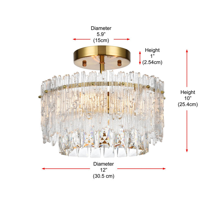 12 Inch Flush Mount In Satin Gold