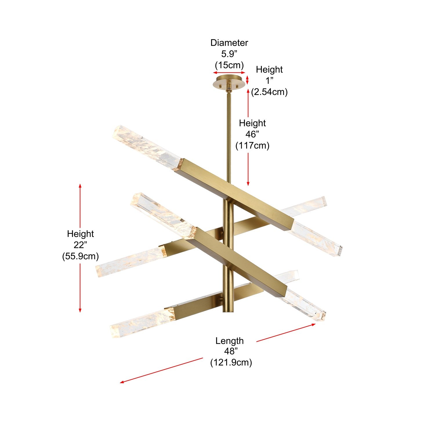 4-Bar Pendant In Satin Gold