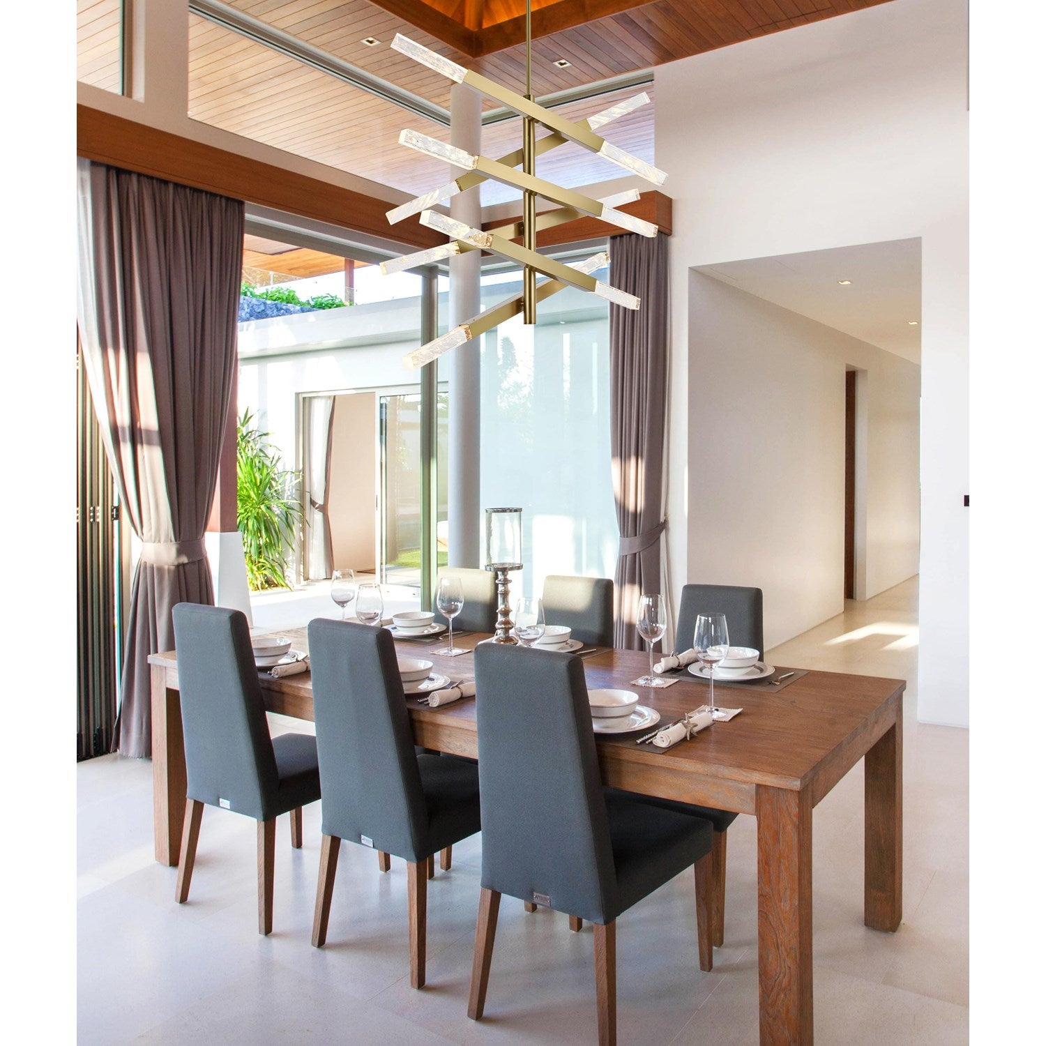 6-Bar Pendant In Satin Gold