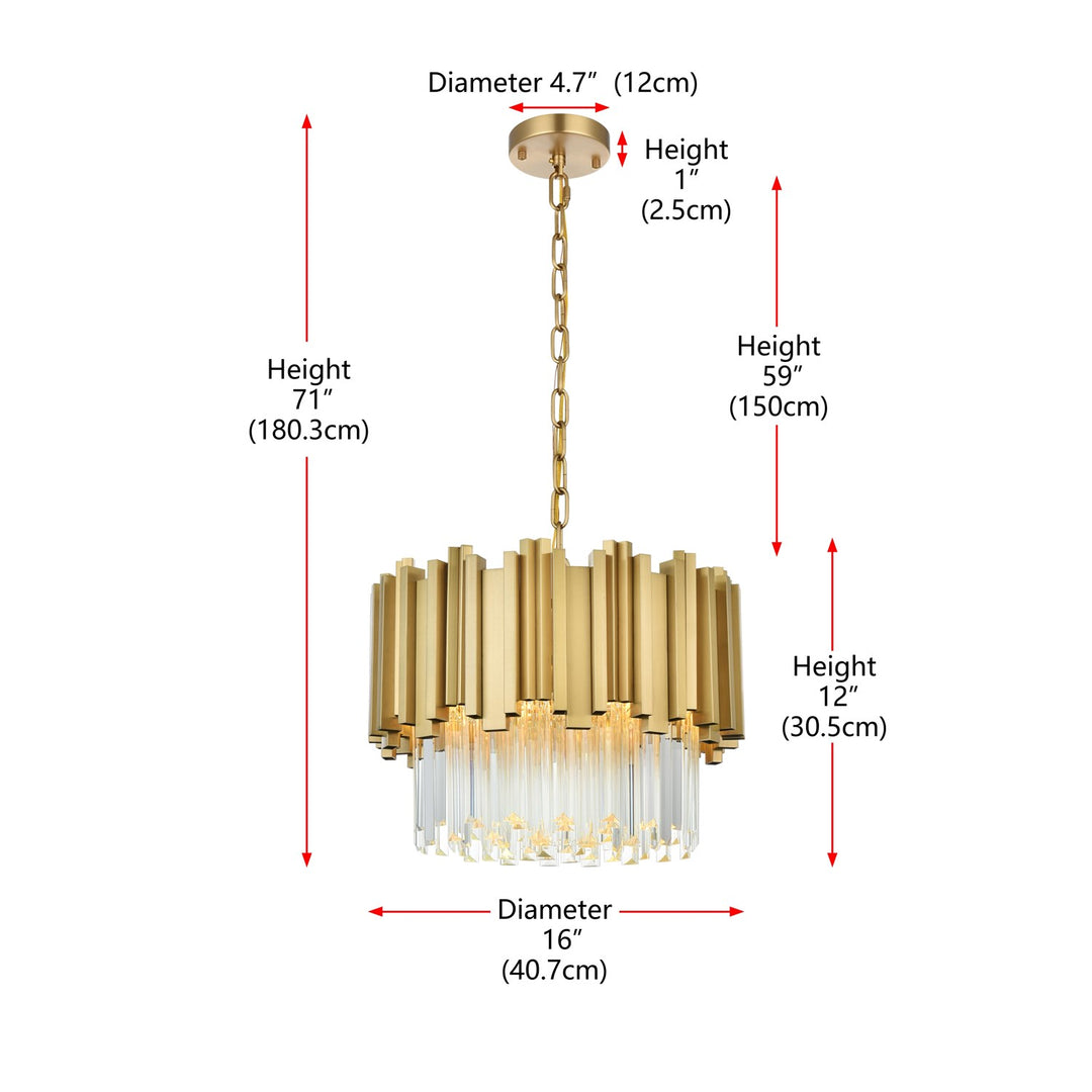 16 Inch Chandelier In Satin Gold