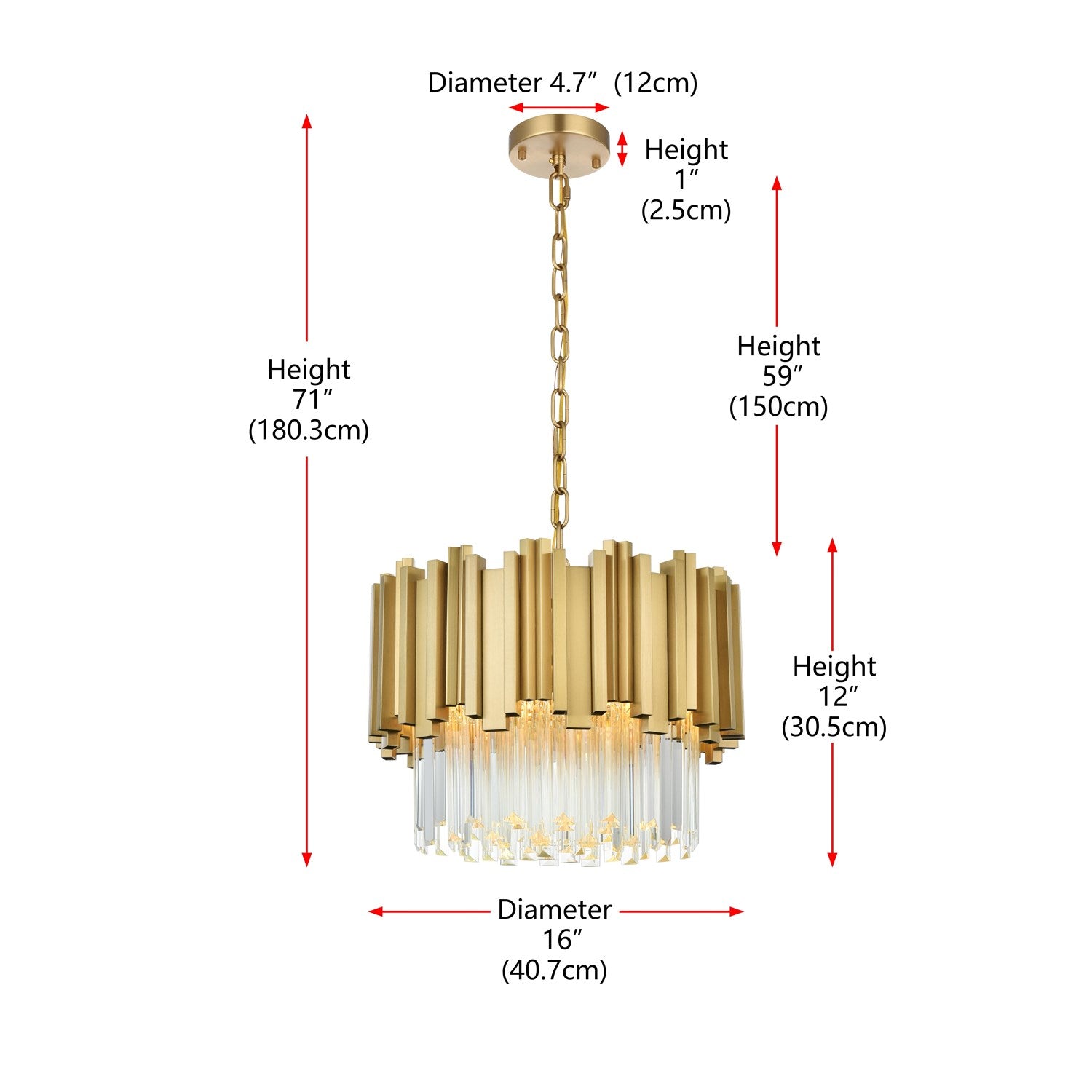 16 Inch Chandelier In Satin Gold