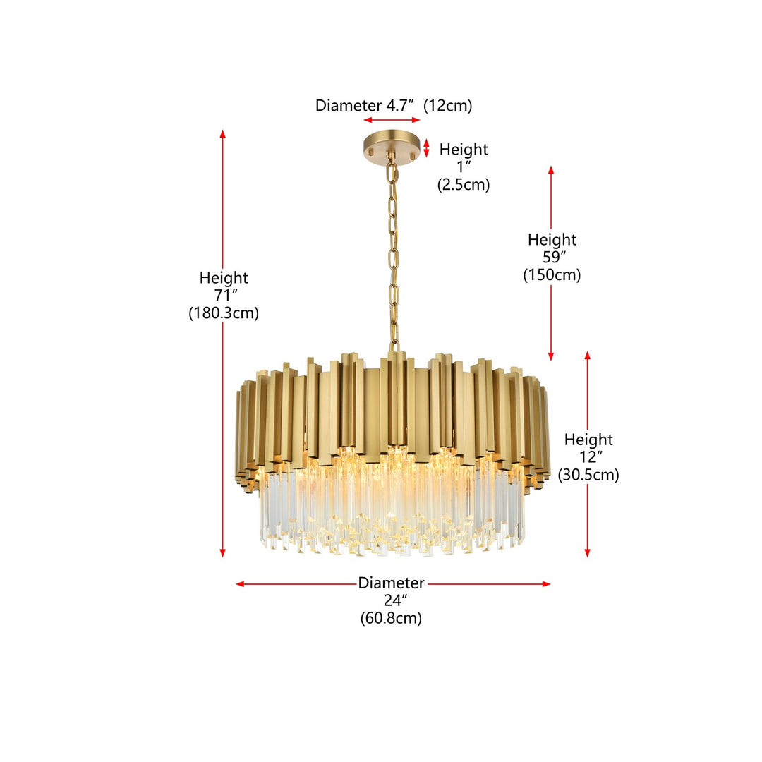24 Inch Chandelier In Satin Gold