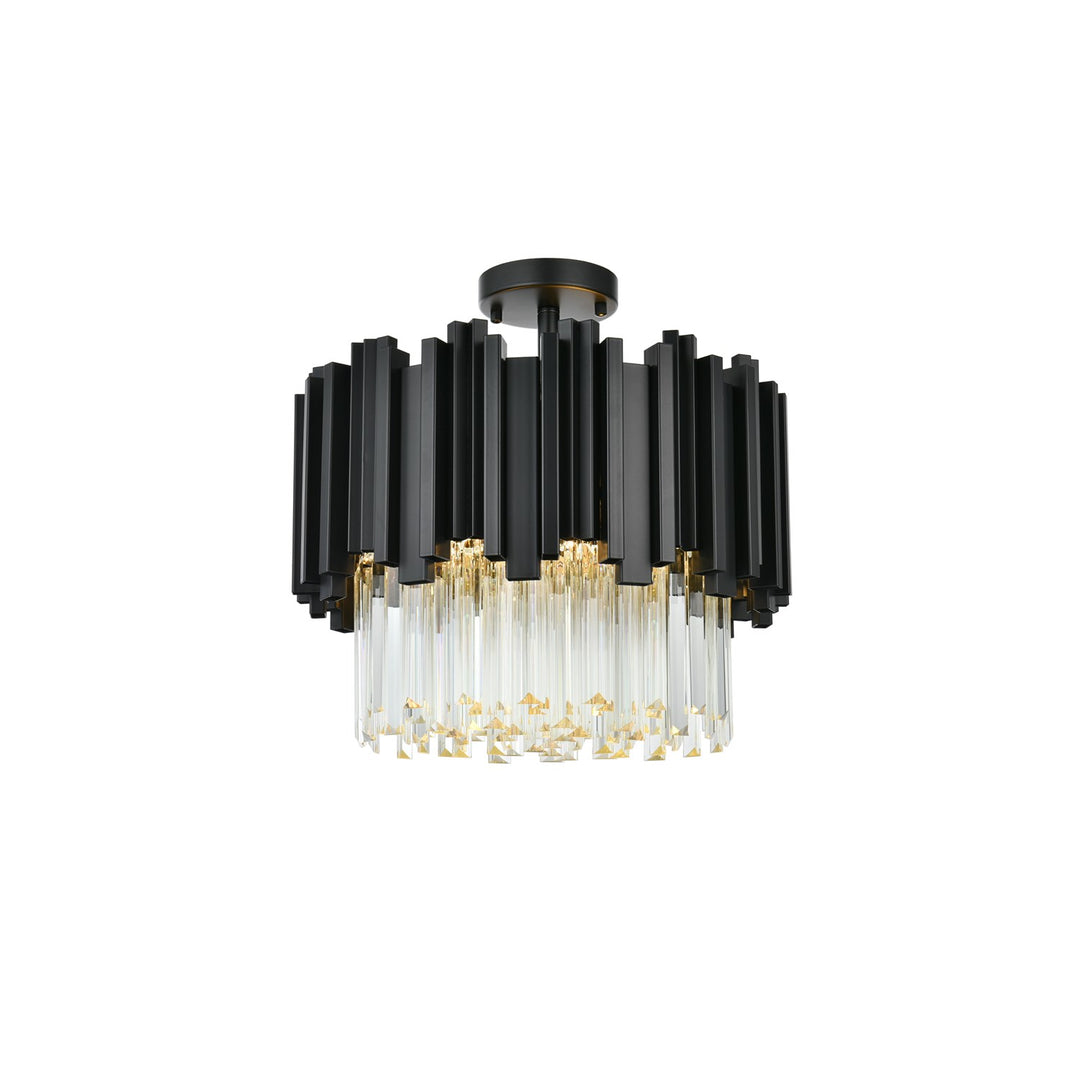 16 Inch Flush Mount In Black by Elegant Lighting