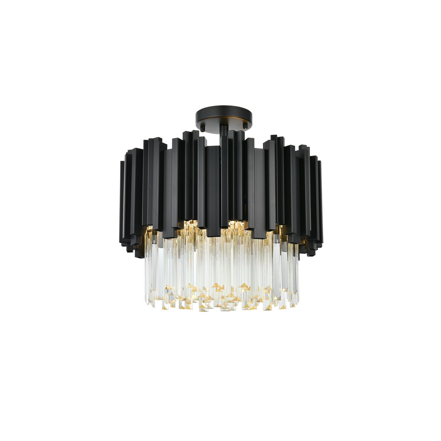 16 Inch Flush Mount In Black by Elegant Lighting