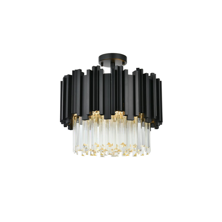 16 Inch Flush Mount In Black by Elegant Lighting