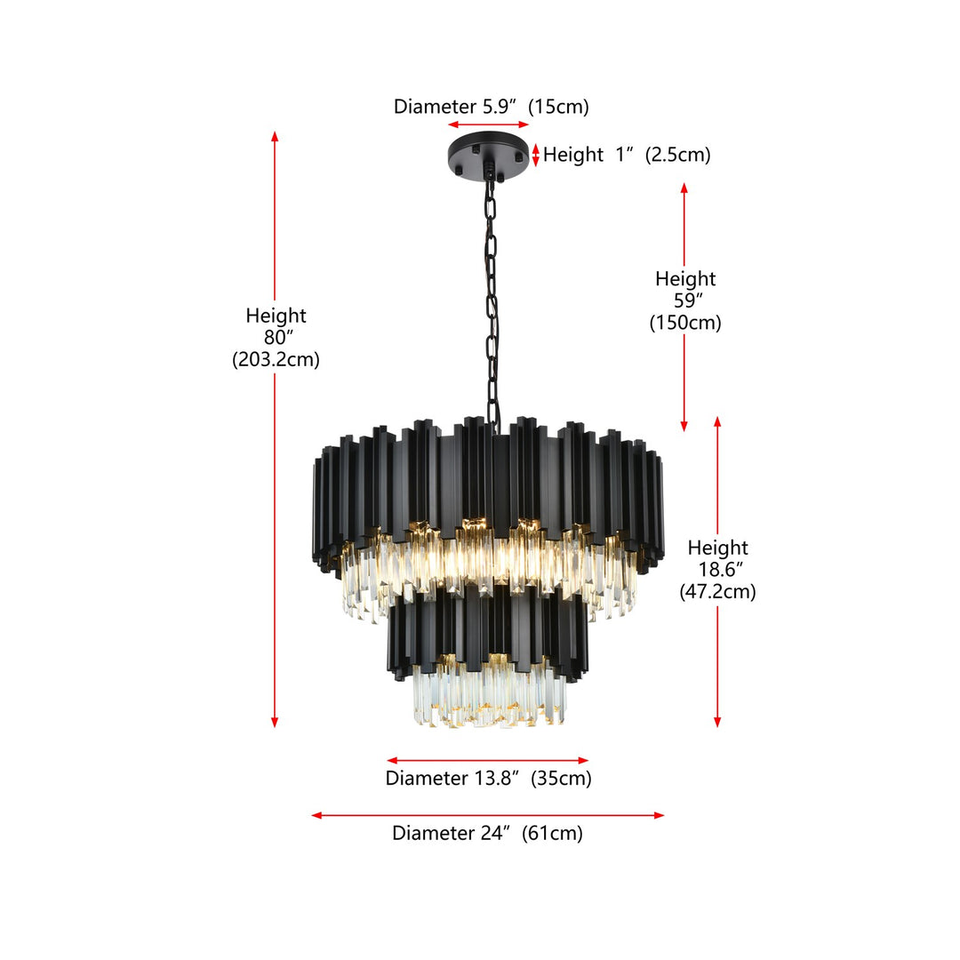 24 Inch Chandelier In Black