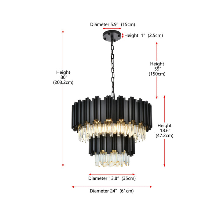 24 Inch Chandelier In Black