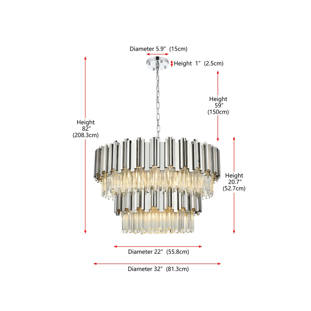 32 Inch Chandelier In Chrome