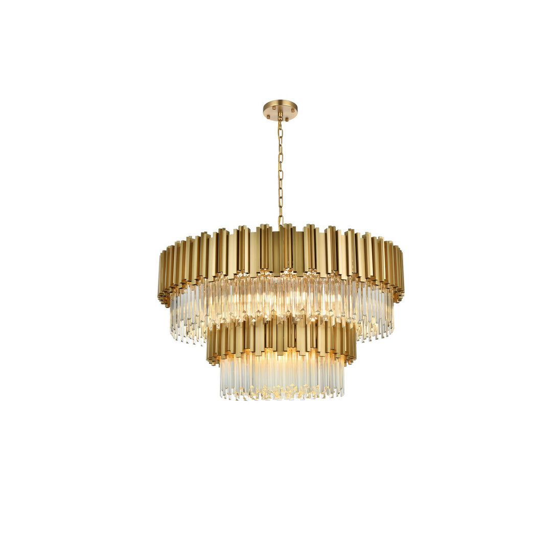 40 Inch Chandelier In Satin Gold by Elegant Lighting