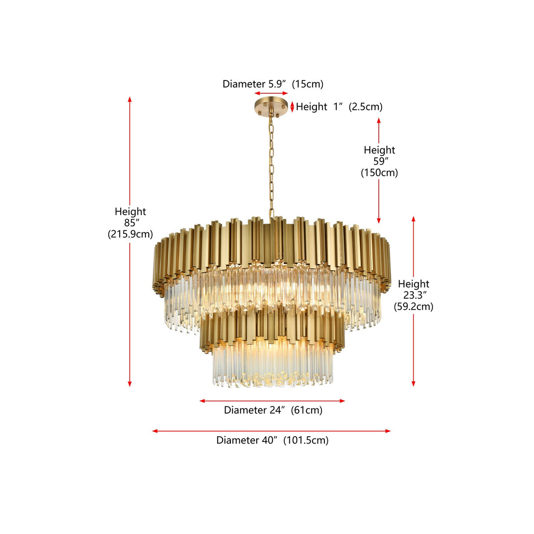 40 Inch Chandelier In Satin Gold