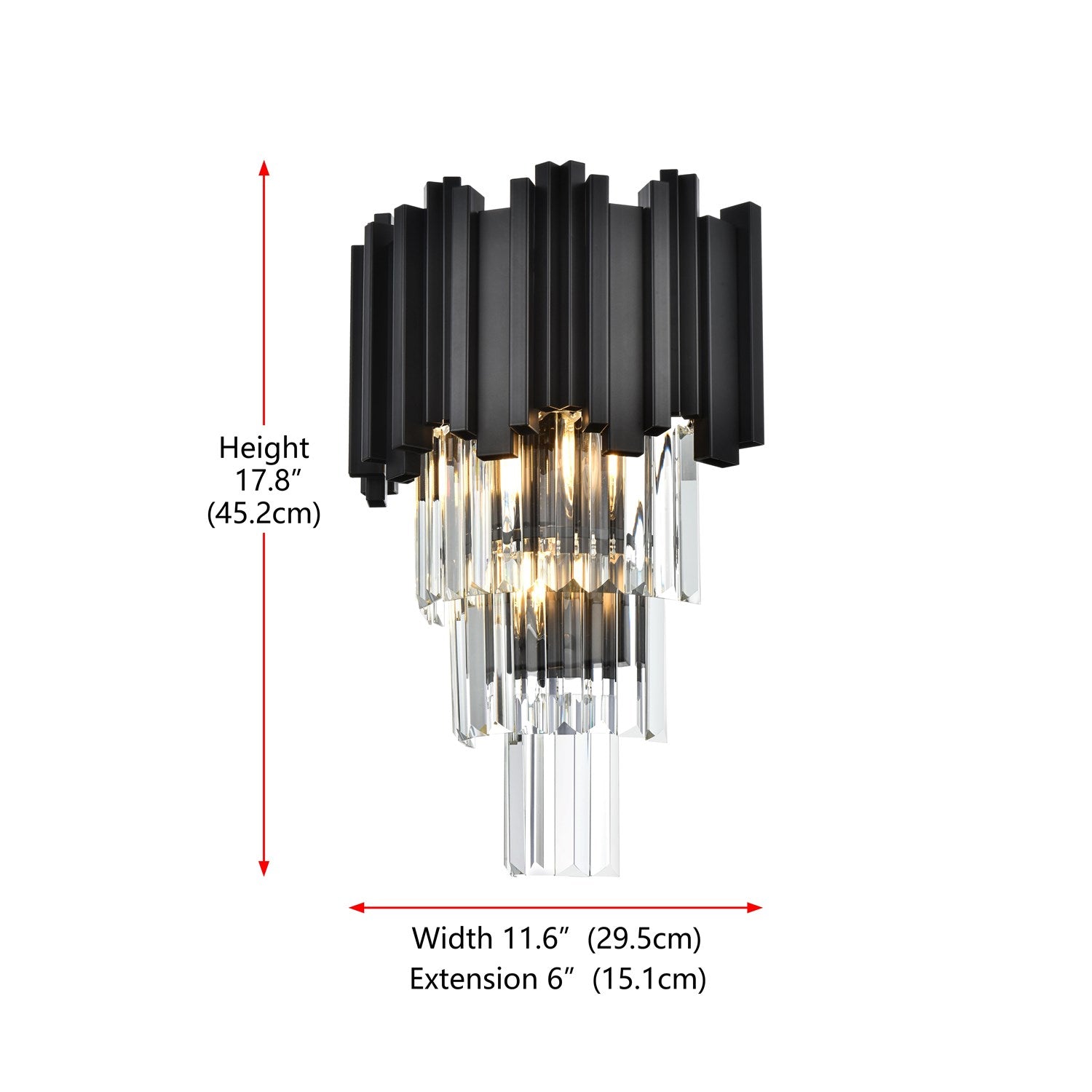 12 Inch Wall Sconce In Black
