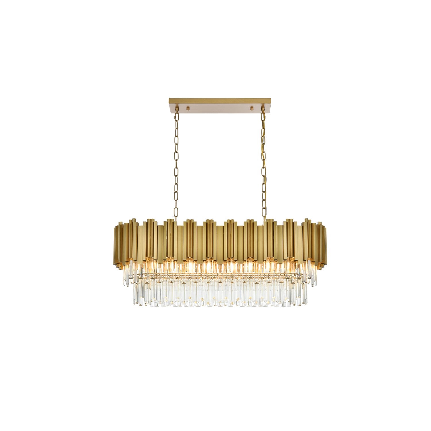 36 Inch Rectangular Chandelier In Satin Gold by Elegant Lighting