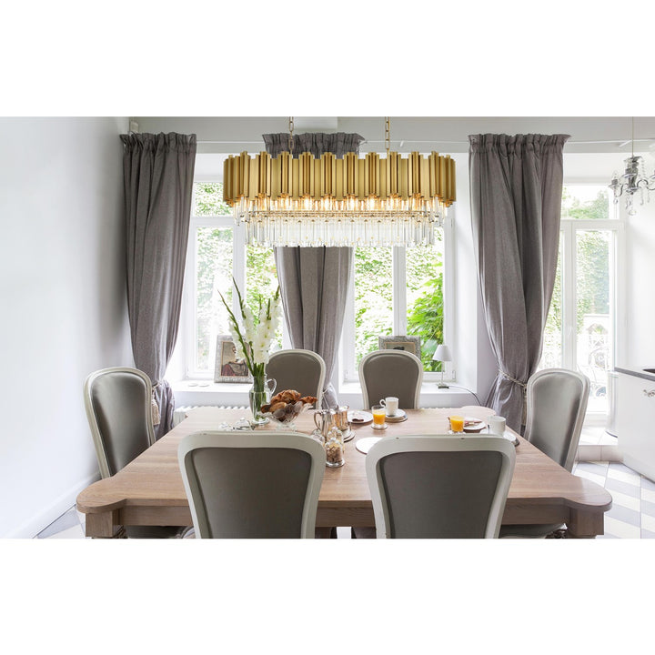 36 Inch Rectangular Chandelier In Satin Gold