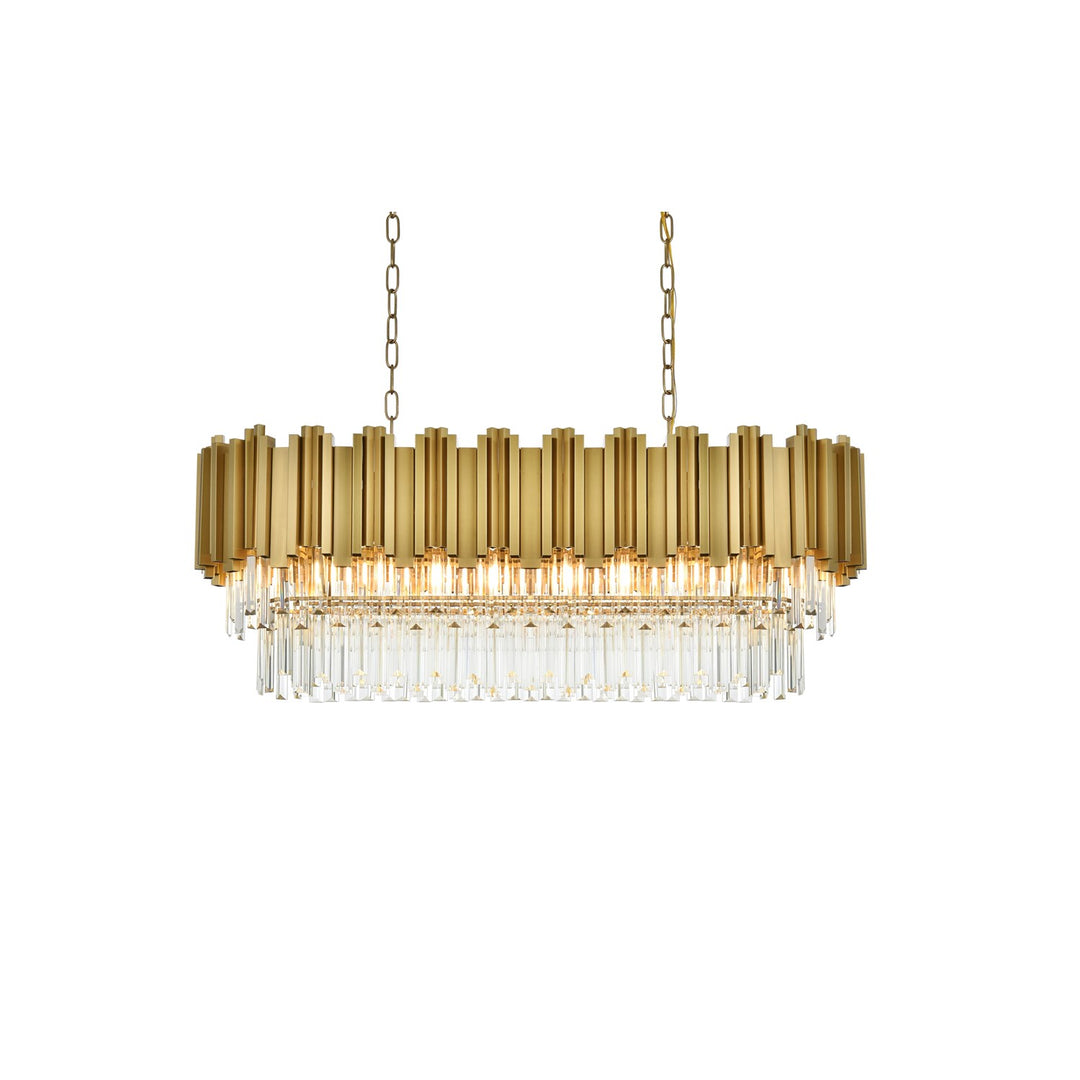 36 Inch Rectangular Chandelier In Satin Gold