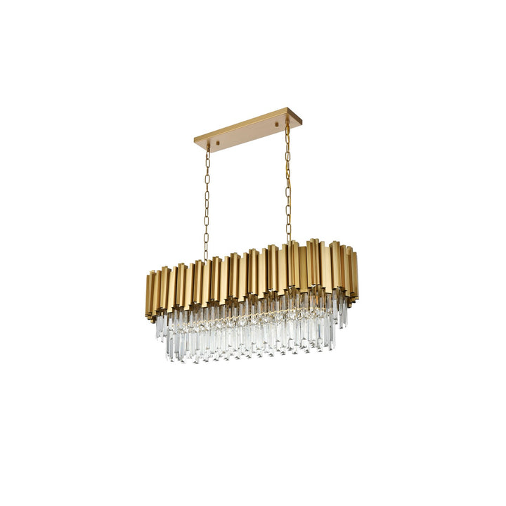 36 Inch Rectangular Chandelier In Satin Gold