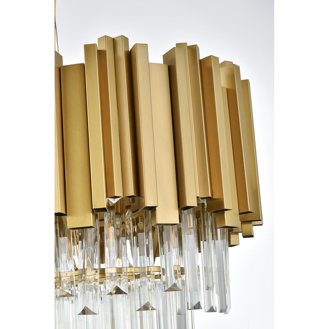 36 Inch Rectangular Chandelier In Satin Gold