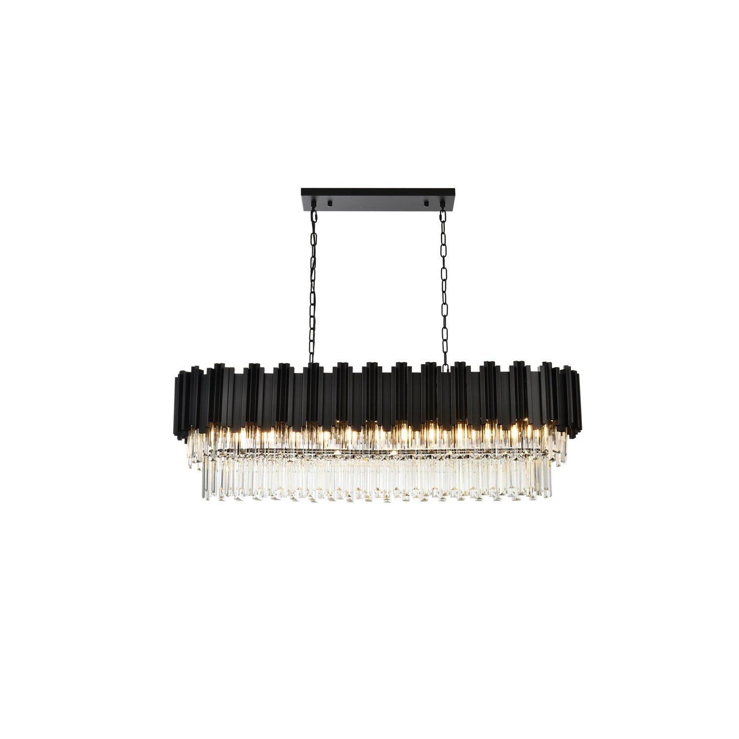 47 Inch Rectangular Chandelier In Black by Elegant Lighting