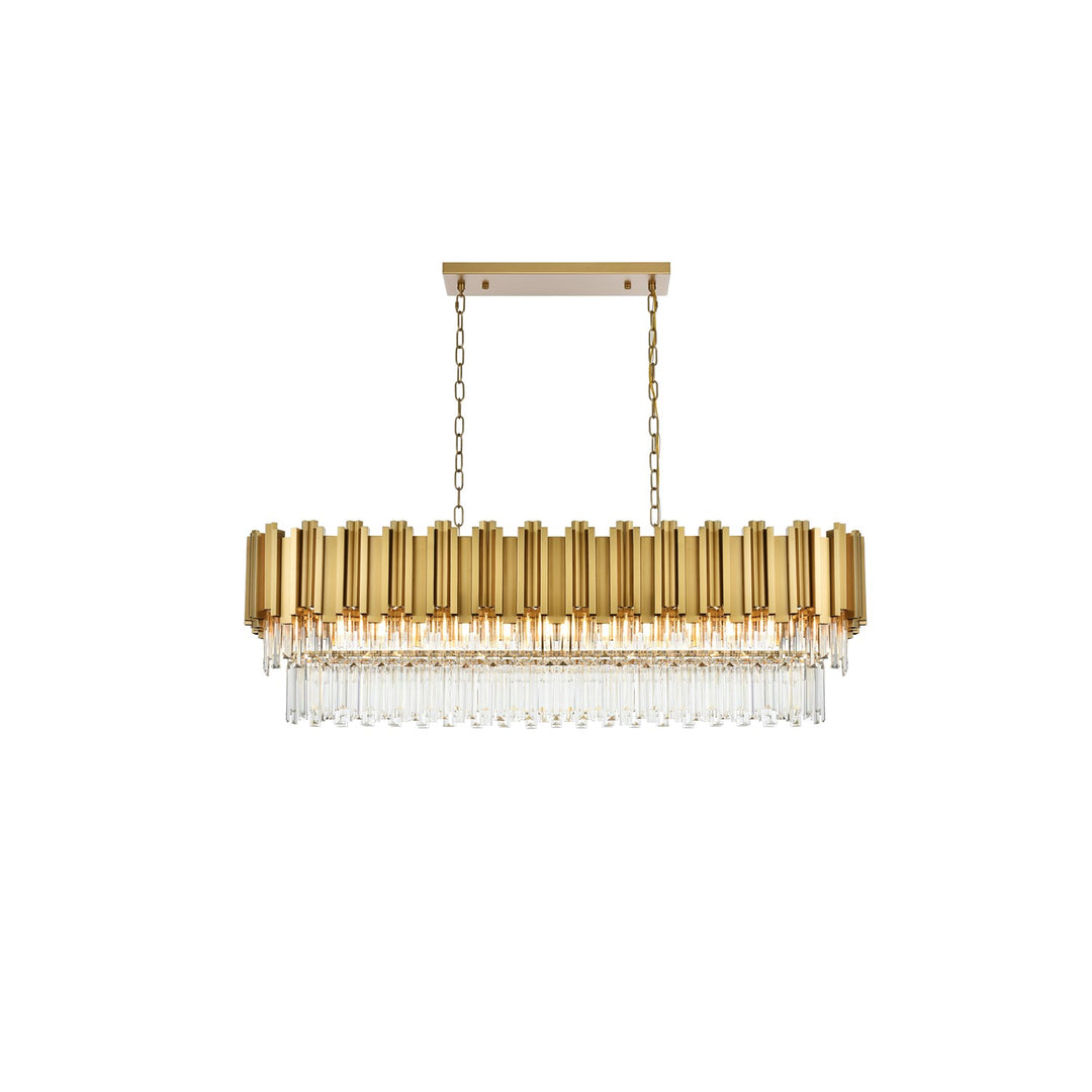47 Inch Rectangular Chandelier In Satin Gold by Elegant Lighting