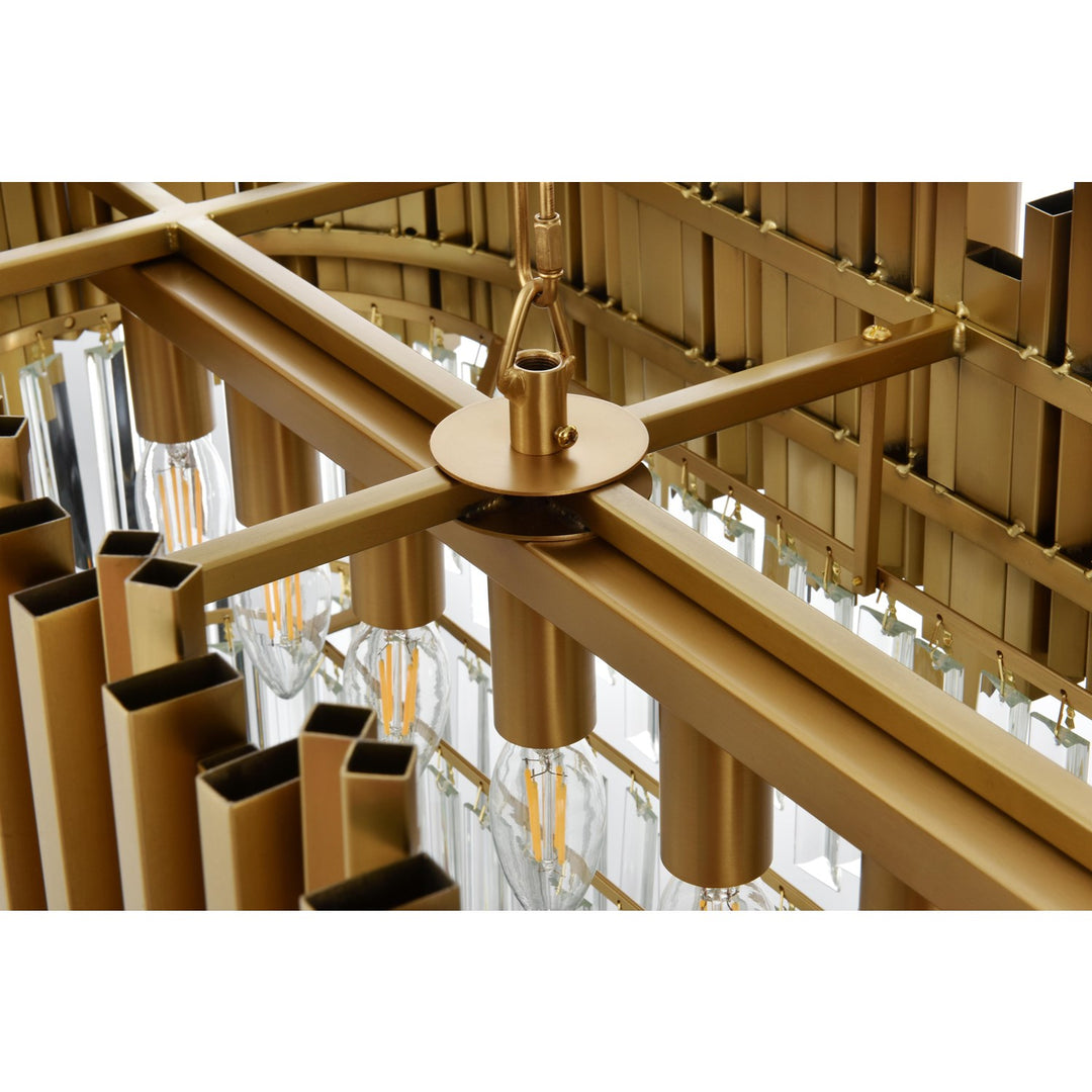 47 Inch Rectangular Chandelier In Satin Gold
