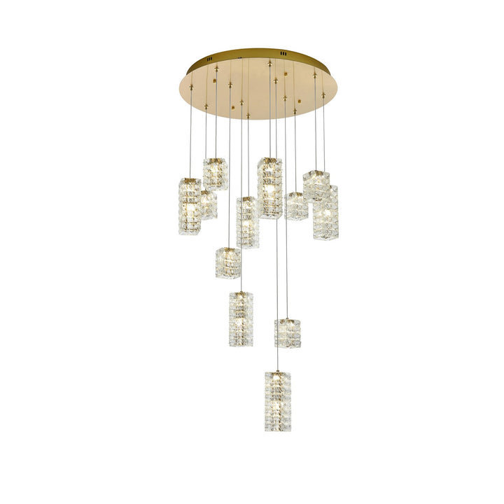 28 Inch Led Pendant In Satin Gold by Elegant Lighting