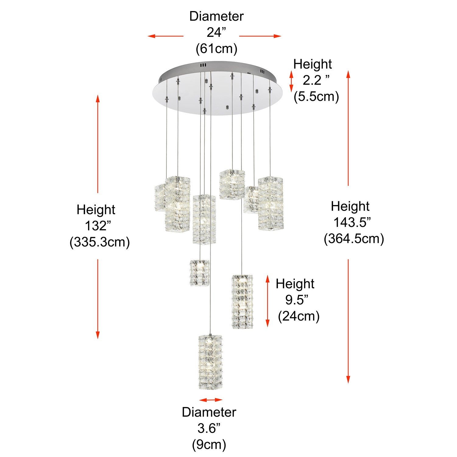 24 Inch Led Pendant In Chrome