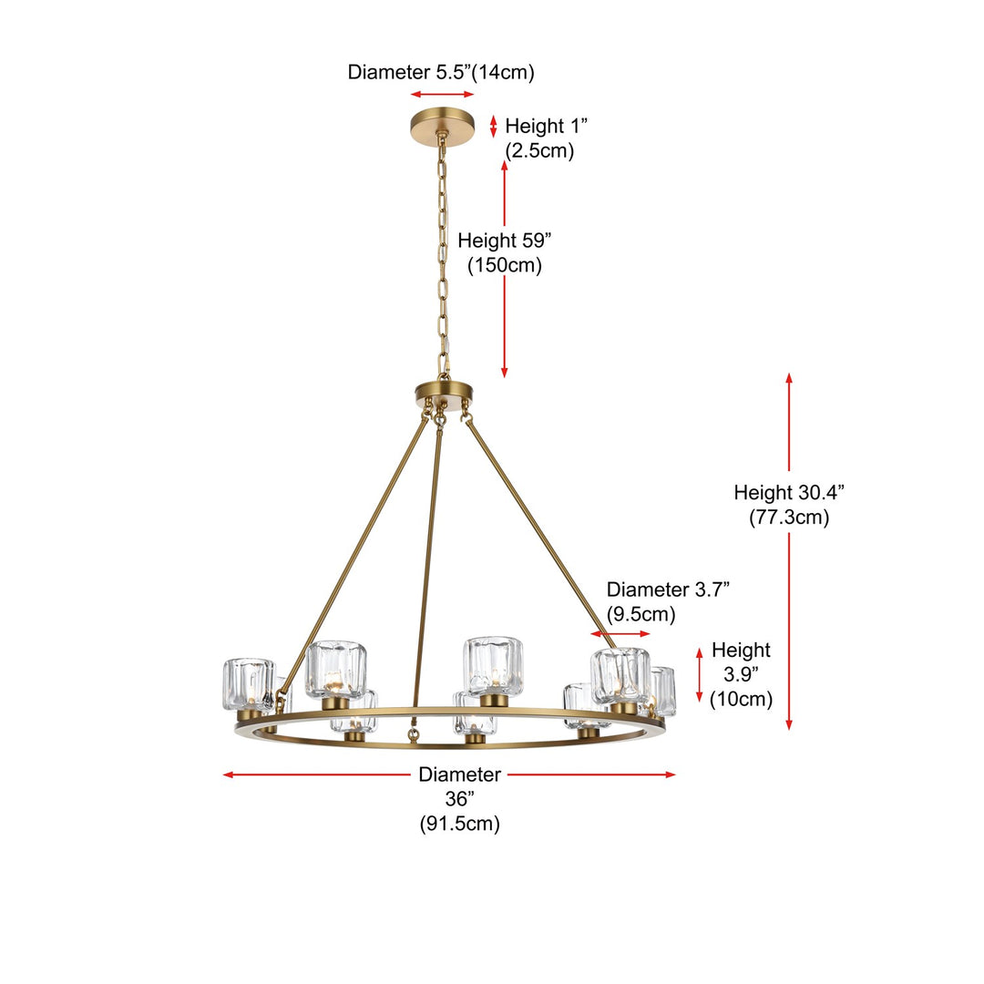 36 Inch Chandelier In Satin Gold