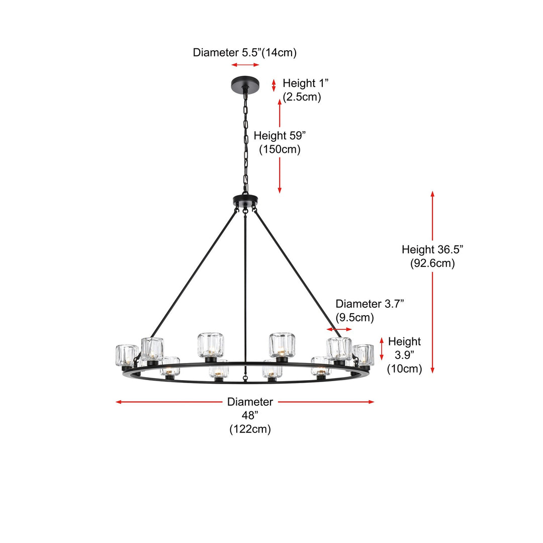 48 Inch Chandelier In Black