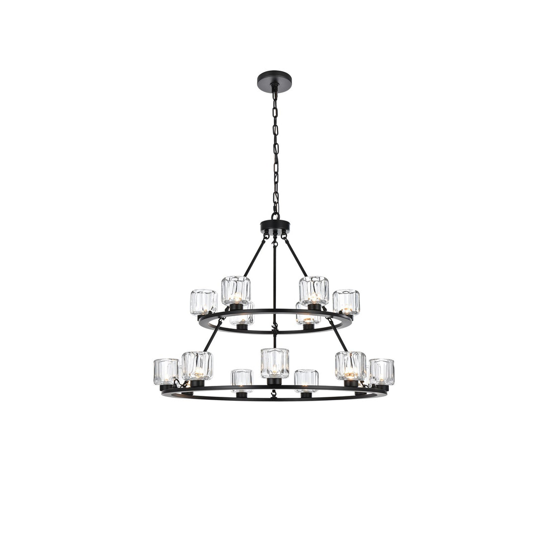 36 Inch Two-Tier Chandelier In Black by Elegant Lighting