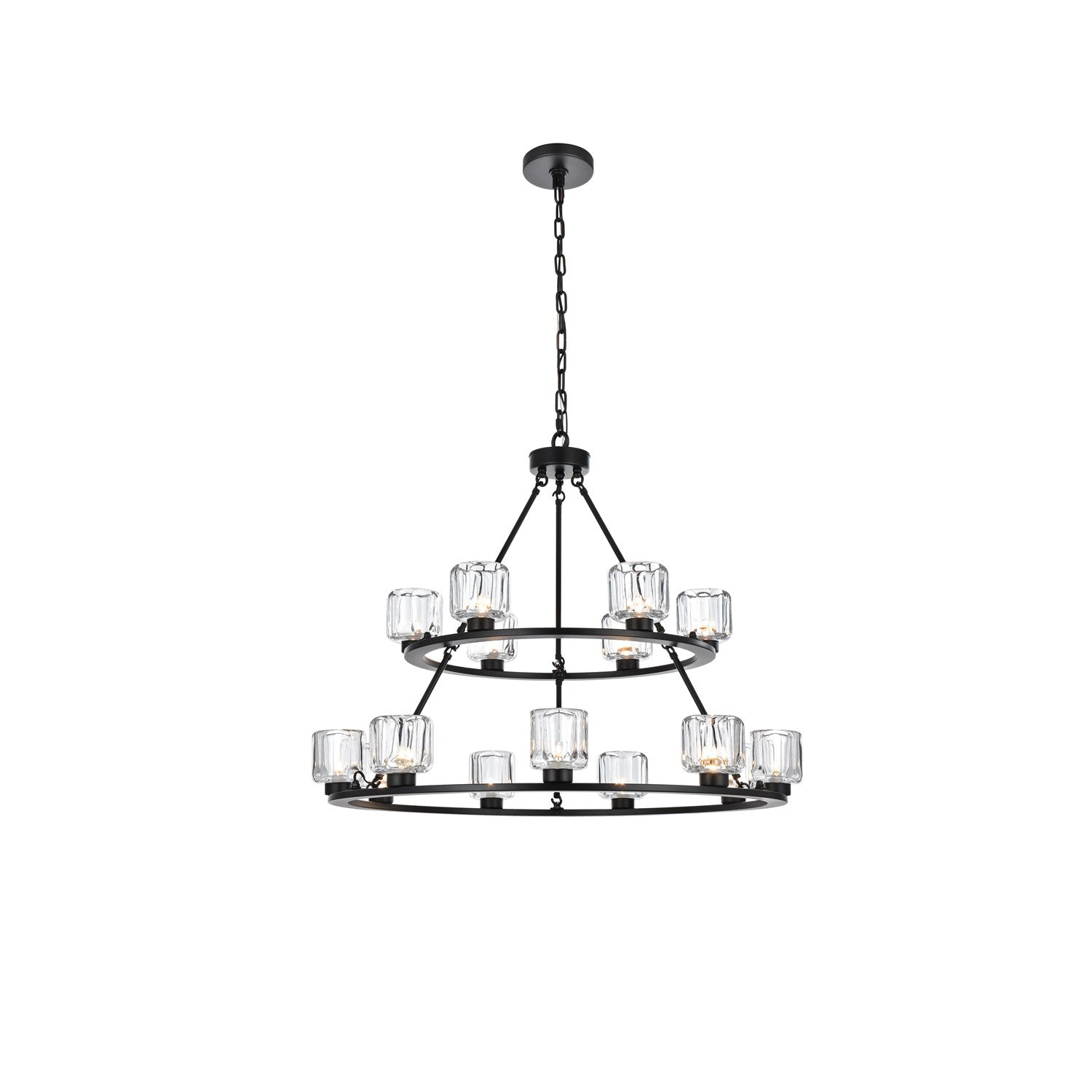 36 Inch Two-Tier Chandelier In Black by Elegant Lighting
