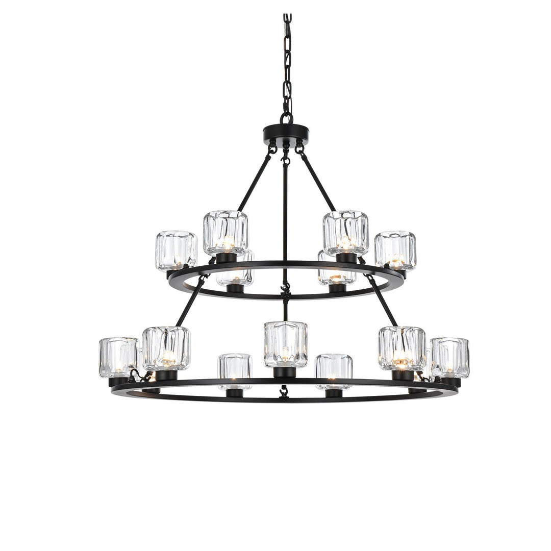 36 Inch Two-Tier Chandelier In Black