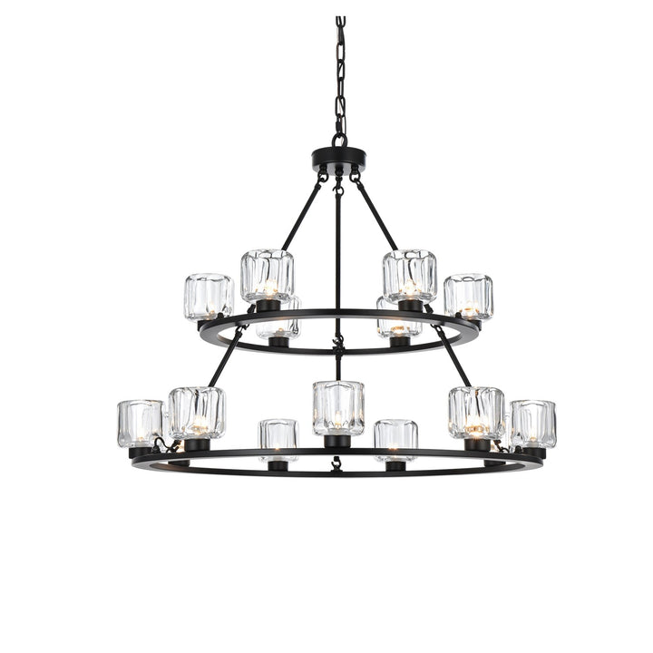 36 Inch Two-Tier Chandelier In Black