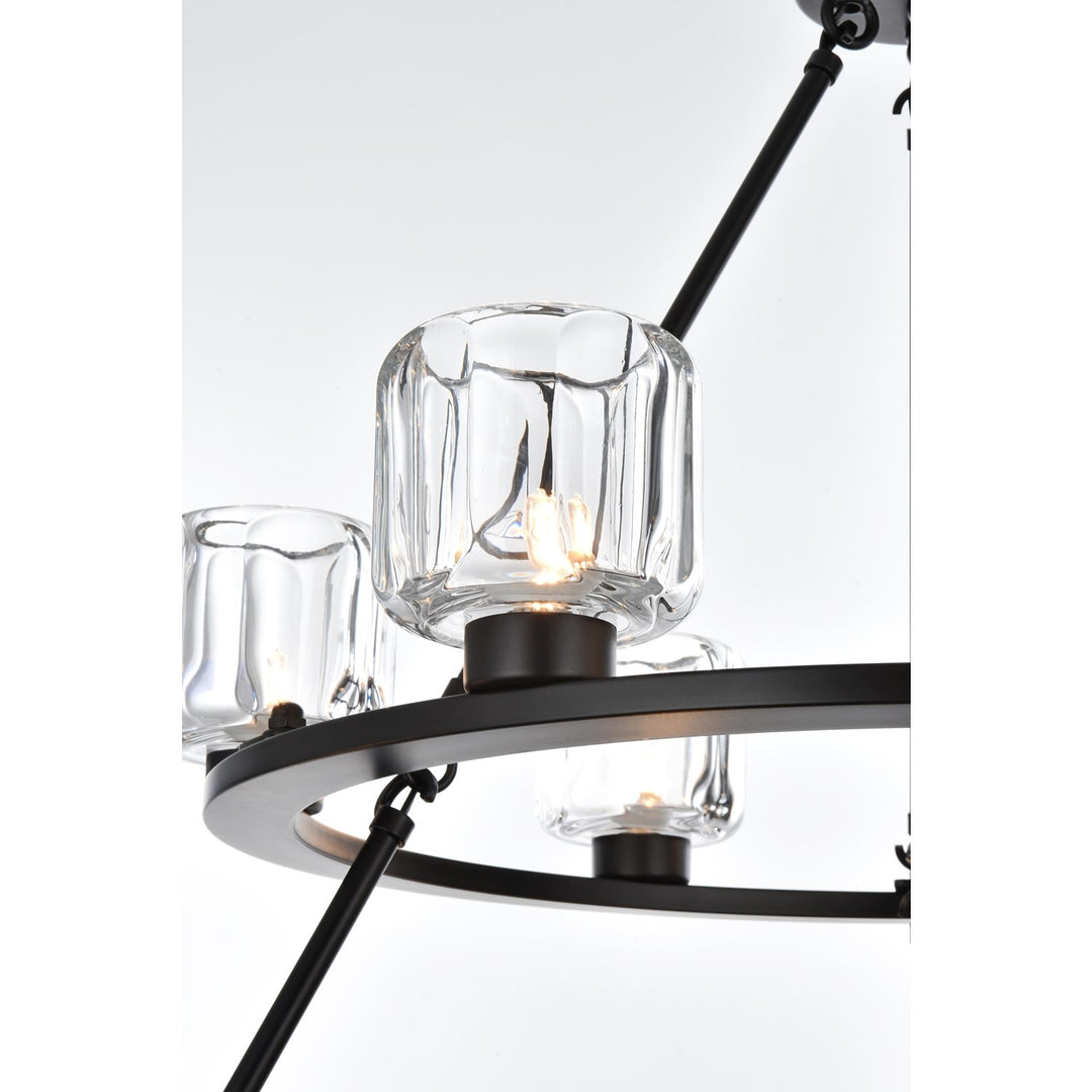 36 Inch Two-Tier Chandelier In Black