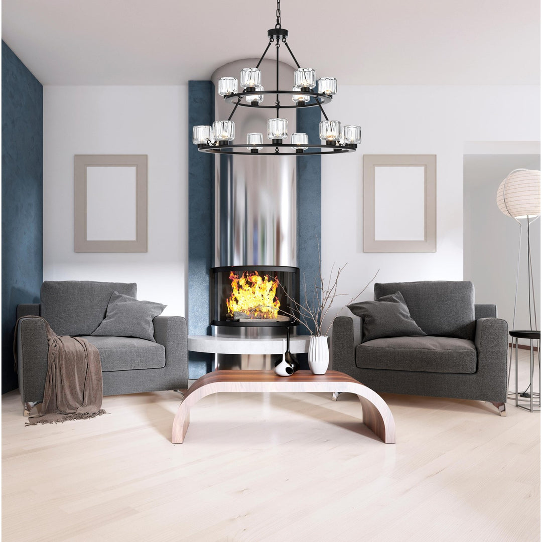36 Inch Two-Tier Chandelier In Black