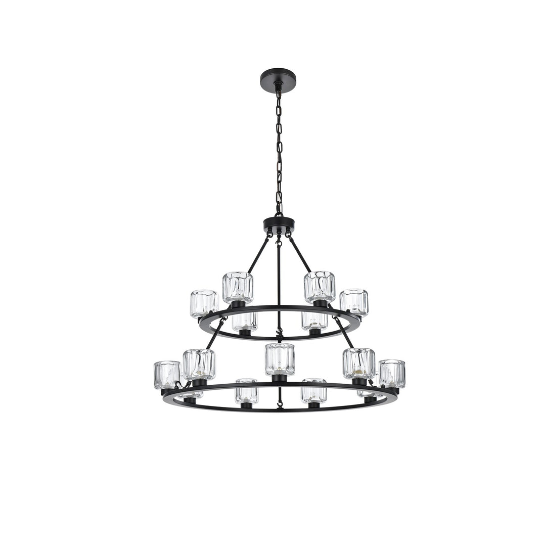 36 Inch Two-Tier Chandelier In Black